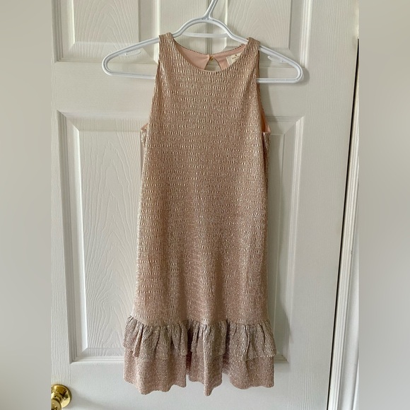 Kate Spade rose gold metallic girls ruffel dress size 10 - Picture 1 of 4
